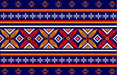 geometric seamless pattern with elements and shapes, There are blue, orange, red, white.