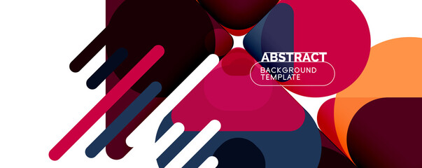 Flat geometric round shapes and dynamic lines, abstract background. Vector illustration for placards, brochures, posters and banners
