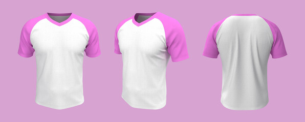 Short-sleeves raglan t-shirt mockup, 3d illustration, 3d rendering