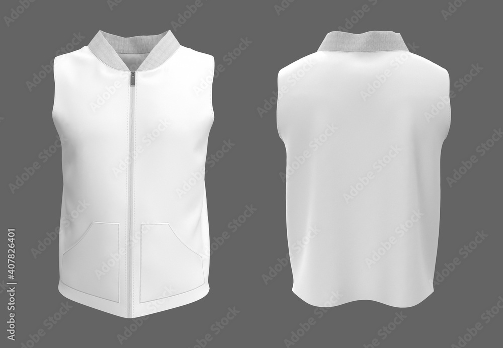 Sticker Blank track vest jacket mockup in front and back views, 3d illustration, 3d rendering - Stickers