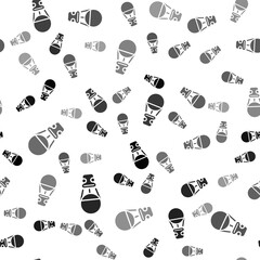 Black Hot air balloon icon isolated seamless pattern on white background. Air transport for travel. Vector.