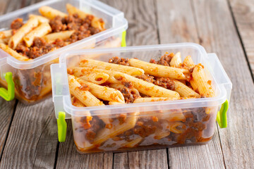 Pasta with minced meat. A traditional naval dish