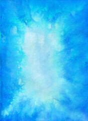 Blue watercolor texture Clear azure water handmade