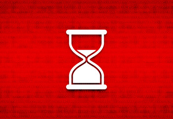 Timer sand hourglass icon abstract digital screen red background illustration