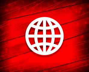 World icon shiny line red background illustration