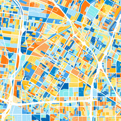 Art map of Downey, UnitedStates in Blue Orange