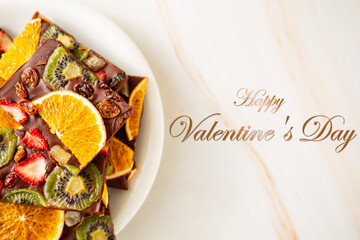 Valentine's day image, chocolate and dried fruits