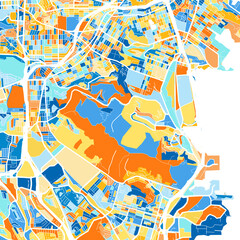 Art map of DalyCity, UnitedStates in Blue Orange