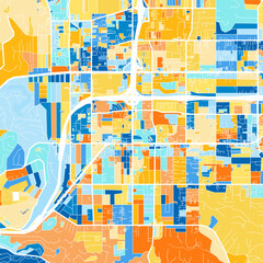 Art map of ElCajon, UnitedStates in Blue Orange