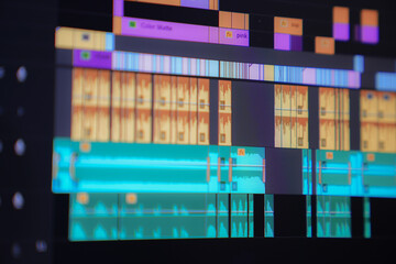 Timeline video and sounds of video editing tool, blur concept.