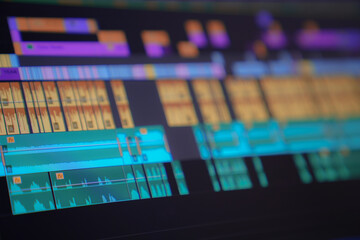 Timeline video and sounds of video editing tool, blur concept.