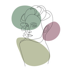 Line drawning woman face. Face line art. Modern portrait minimal.