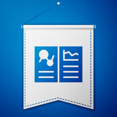 Blue Medical clipboard with clinical record icon isolated on blue background. Health insurance form. Prescription, medical check marks report. White pennant template. Vector.