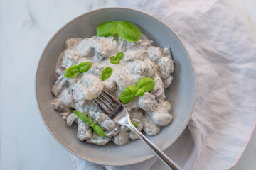 home made gnocchi with mushrooms 