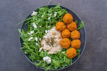 healthy home made avocado hummus salad bowl