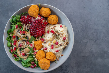 healthy home made avocado hummus salad bowl