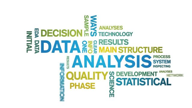 4k Data Analysis Animated Tag Word Cloud;Text Design big data Animation typography seamless loop.