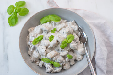 home made gnocchi with mushrooms 