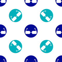 Blue Glasses icon isolated seamless pattern on white background. Eyeglass frame symbol. Vector.