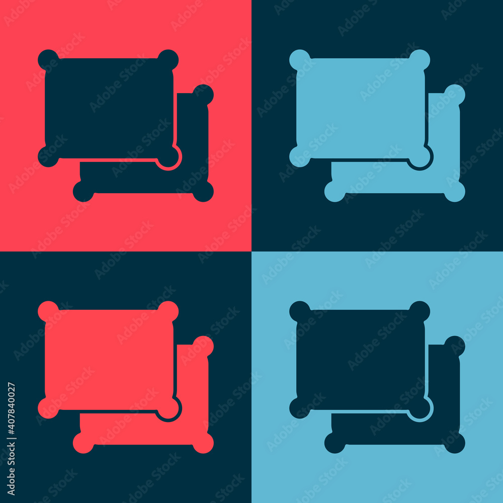 Poster pop art rectangular pillow icon isolated on color background. cushion sign. vector.