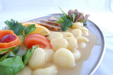 Party food, a sumptuous dinner.