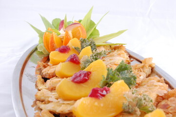 Party food, a sumptuous dinner.