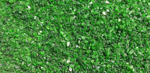 Panorama of emerald decorative stones.