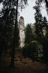 sandstone rock tower in winter