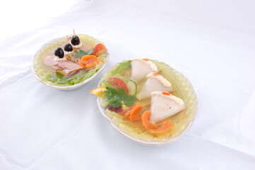 Party food, a sumptuous dinner.