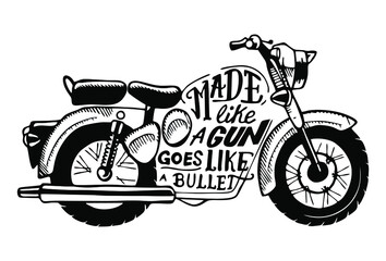 Vector Illustration of Bullet Indian Motorbike Silhouette