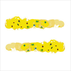 Abstract watercolor yellow spot with multicolored dots.