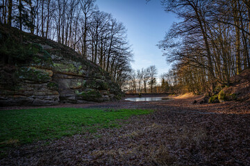 empty lake in rocky valley