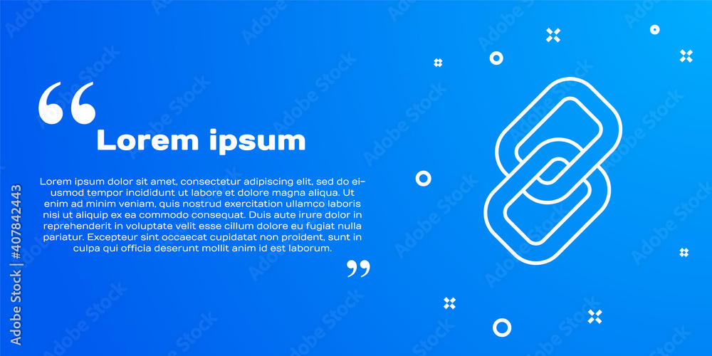 Poster white line chain link icon isolated on blue background. link single. hyperlink chain symbol. vector.
