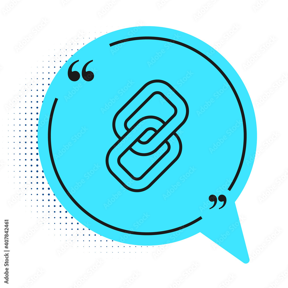Poster black line chain link icon isolated on white background. link single. hyperlink chain symbol. blue s