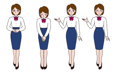 Set of various poses of business women in office clothes