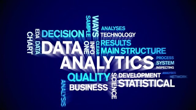 4k Data Analytics Animated Tag Word Cloud;Text Design big data Animation typography seamless loop.