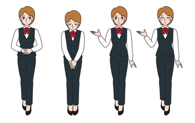 Set of various poses of business women in office clothes