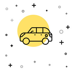 Obraz premium Black line Hatchback car icon isolated on white background. Random dynamic shapes. Vector.