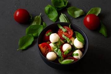 Italian food Bocconcini, Tomato and Basil Salald