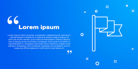 White line Flag icon isolated on blue background. Location marker symbol. Vector.