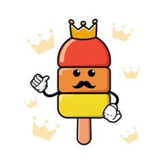 Fototapeta premium cute king ice cream cartoon mascot character