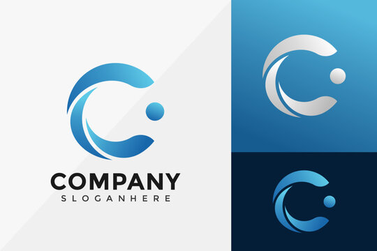 Letter C Wave Logo Design, Modern Logo Designs Vector Illustration Template