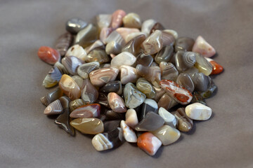 Natural Agate, various types and color, gems mineral collection as nice natural background on grey...