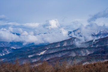 mountains and clouds