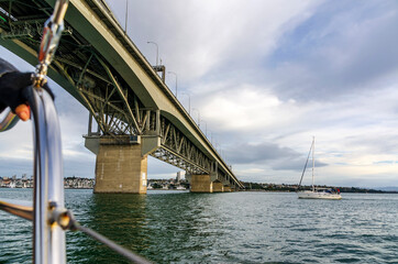Auckland Harbor Bridge in Auckland, New Zealand.