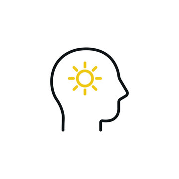 Head with lightning, head with lighning symbol - simple line icon vector