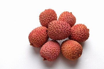 Lychee fruit on a white background close-up
