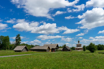 Fototapeta premium Wooden Orthodox Church - an example of old Belarusian wooden architecture