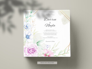 Elegant wedding invitation with watercolor flower