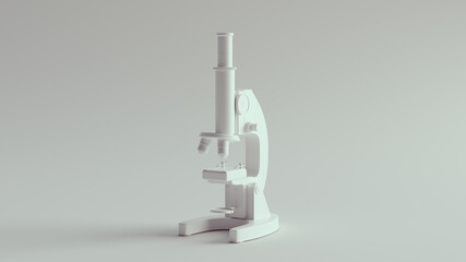 White Traditional Microscope 3d illustration 3d render	